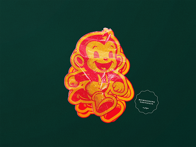 Monkeying Around (Stickers) 2d advertising atomic branding design graphic design happy illustration illustrator logo mascot nostalgia retro rubberhose textural texture vintage