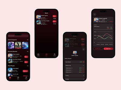 Game Booster – UI Redesign Concept appredesign beforeafterdesign figmadesign gamebooster gamersux gamingapp interactiondesign mobileappdesign uidesign uiux userexperience uxdesign uxresearch vpnapp