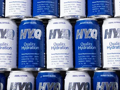 HY.Q beverage branding can can design cpg graphic design hydration logo packaging sports sports drink streetwear wordmark