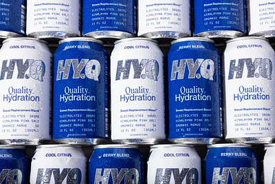 HY.Q beverage branding can can design cpg graphic design hydration logo packaging sports sports drink streetwear wordmark