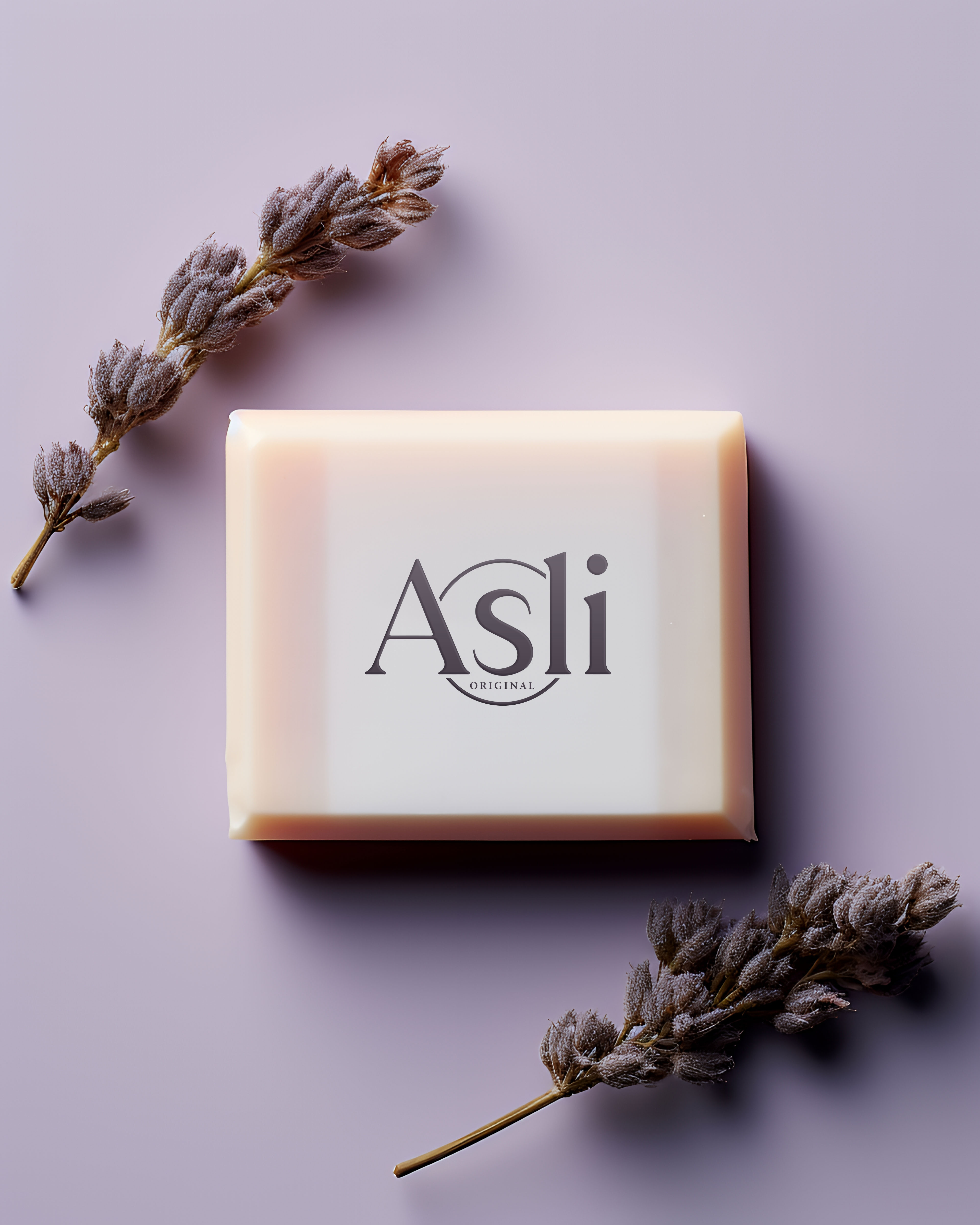 Minimalist Soap Bar logo design and Mockup: Peach Tones, Product square format