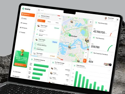 Goship - Logistics Monitoring Dashboard cargo customer management dashboard dashboard design delivery delivery tracking freight dashboard fuel monitoring gps logistic dashboard logistic platform logistics map product design saas shipment shipping dashboard tracking trip uiux