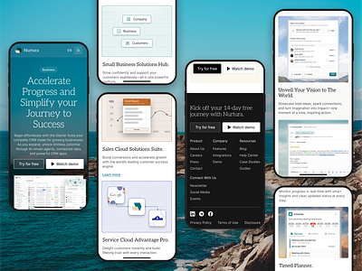 Nurtura - CRM Responsive Landing Page ai analytics app design b2b business cansaas clean crm design minimalist mobile mobile responsive modern design responsive saas sales ui ux