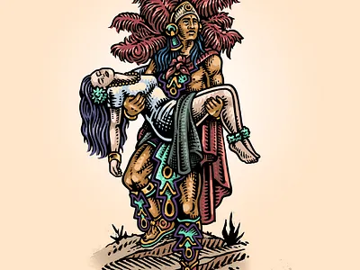 Popocatepetl & Iztaccíhuatl (Homenaje a Jesus Helguera) character graphic design illustration mexico vector