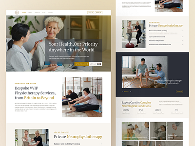 Salisbury - Physiotherapy Clinic Landing Page clean consultation design gold healthare healthtech homepage landing page medical care neurophysiotherapy physiotherapy selfcare thearpy ui uiux ux web web design website wellness