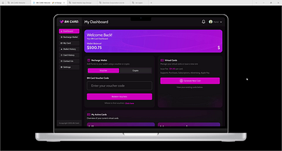 BN Card Dashboard Dark Mode Design app dashboard design landing page mobile app ui uiux web design website
