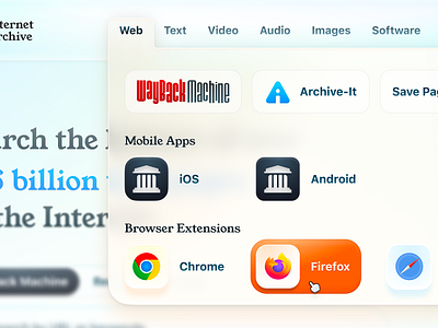 Internet Archive Navbar Dropdown Redesign Concept archive concept dropdown gradient hover internet logo menu navbar page redesign site ui ux wayback machine web app