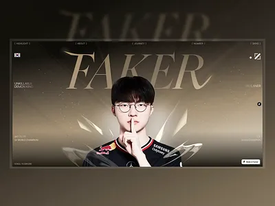 Faker - League Of Legends animation challenge desktop faker framer gaming interface league of legend lol luxury storytelling ui uidesign uxui web design webdesign website