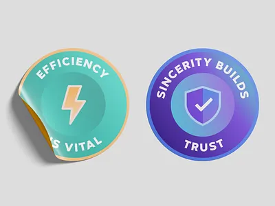 Company value stickers badge design badges branding companyvalues print stickerdesign stickers values