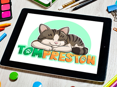 🐱Mascot of a sleepy cat 💤 abrang animation branding cartoon character colorful custom design design character fiverr free mockup graphic design graphicart illustration ipad mockup mascot logo mockup motion graphics sketch offer sleepy cat text logo website logo