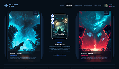 Shadow Fleet Play Page card game dark ui web3