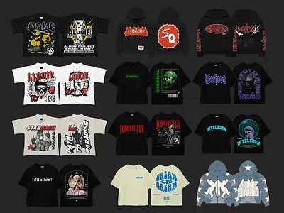 STREETWEAR DESIGN COLLECTION 2 apparel branding clothing design design fasion graphic design hoodie illustration merch merchandise streetwear streetwear design streetwear tshirt tshirt tshirt design typography urban ux vector y2k