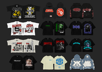 STREETWEAR DESIGN COLLECTION 2 apparel branding clothing design design fasion graphic design hoodie illustration merch merchandise streetwear streetwear design streetwear tshirt tshirt tshirt design typography urban ux vector y2k