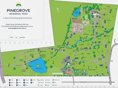 Pinegrove Memorial Park Custom Map by Mobiddiction, Sydney ai creative map design custom maps map mapdesigns wayfinding