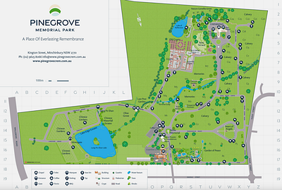Pinegrove Memorial Park Custom Map by Mobiddiction, Sydney ai creative map design custom maps map mapdesigns wayfinding