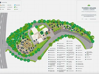 Tweed Heads Memorial Park Custom Map by Mobiddiction Australia custom maps design graphic design map design map design specialist mapiddiction memorial park maps mobiddiction ui wayfinding design