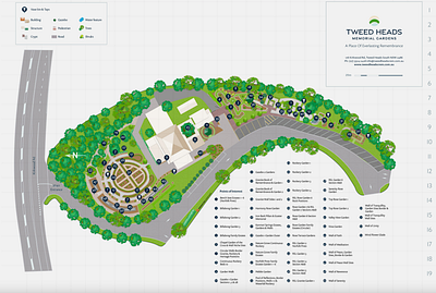 Tweed Heads Memorial Park Custom Map by Mobiddiction Australia custom maps design graphic design map design map design specialist mapiddiction memorial park maps mobiddiction ui wayfinding design
