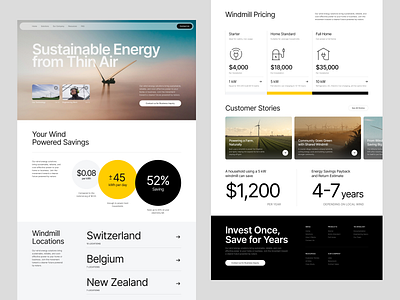 Windmill Company - Landing Page bold branding design desktop electricity energy homepage landing page layout nature photography progressive blur renewable energy smart home technology typography website whitespace windmill