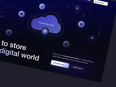 Oviqo home page concept ai dark mode design flat hero home layo page product saas studio ui ux webflow website wordpress