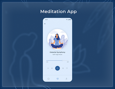 Meditation App calm glass health meditation mindfulness mobile app play relax ui uxui visual yoga