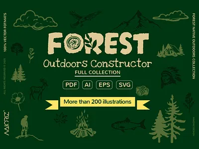 Forest Outdoors Constructor animals brand branding camping design forest graphic design illustration nature outdoor plants vector