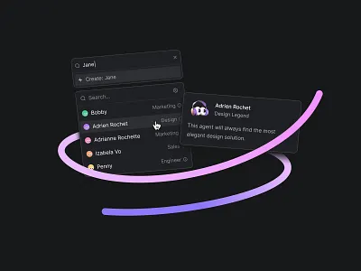 Cycle Ask. ai agents component dark mode dropdown