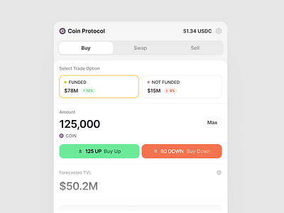Prediction Market / Trade Panel blockchain coin crypto finance funded market panel prediction sidebar trade ui user interface
