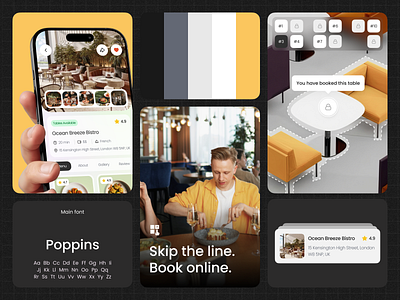 Seatly – Smart Dining Reservations booking calendar design menu mobile mobile app reservation restaurant ui ux white theme