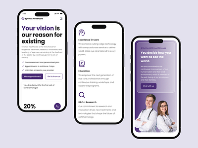 Mobile UI for Vision-Centered Healthcare app app design branding dashboard design figma graphic design health health app hospital hospital app landing page mobile app section ui ui design uiux vector webdesign website