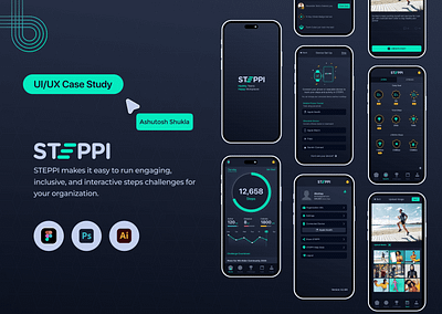 Steppi Health & Wellness App Redesign app redesign ux corporate wellness app design thinking figma ux ui fitness app design habit tracker app health and wellness app mobile ux design step tracking app ui ux design user journey mapping