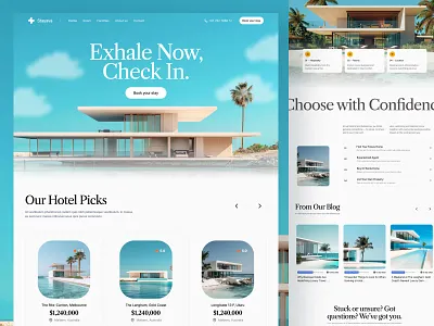 Stayava - Staycation Hotel Website Concept agency booking branding company design elementor framer hotel house landing page rental resort staycation template ui villa webflow website wordpress