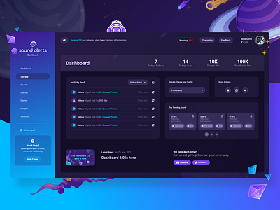 sound alerts - dashboard 2.0 design gaming twitch uxui