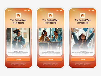AI Podcast Generator App - Onboarding Screens ai app design figma generator graphic design mobile mobile app onboarding podcast product design responsive ui ui design ux design