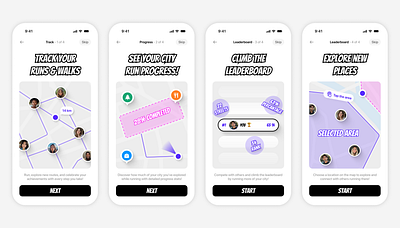 Run Tracking App - Onboarding Screens UI Design app design figma mobile onboarding product design run tracking ui design ux design