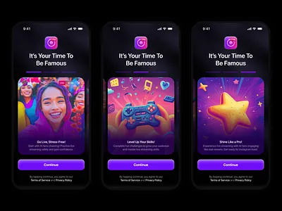 Mobile Live Broadcast Learning Education App - Onboarding Screen ai app broadcast design education figma graphic design influencer learning live mobile onboarding product design ui ui design ux design