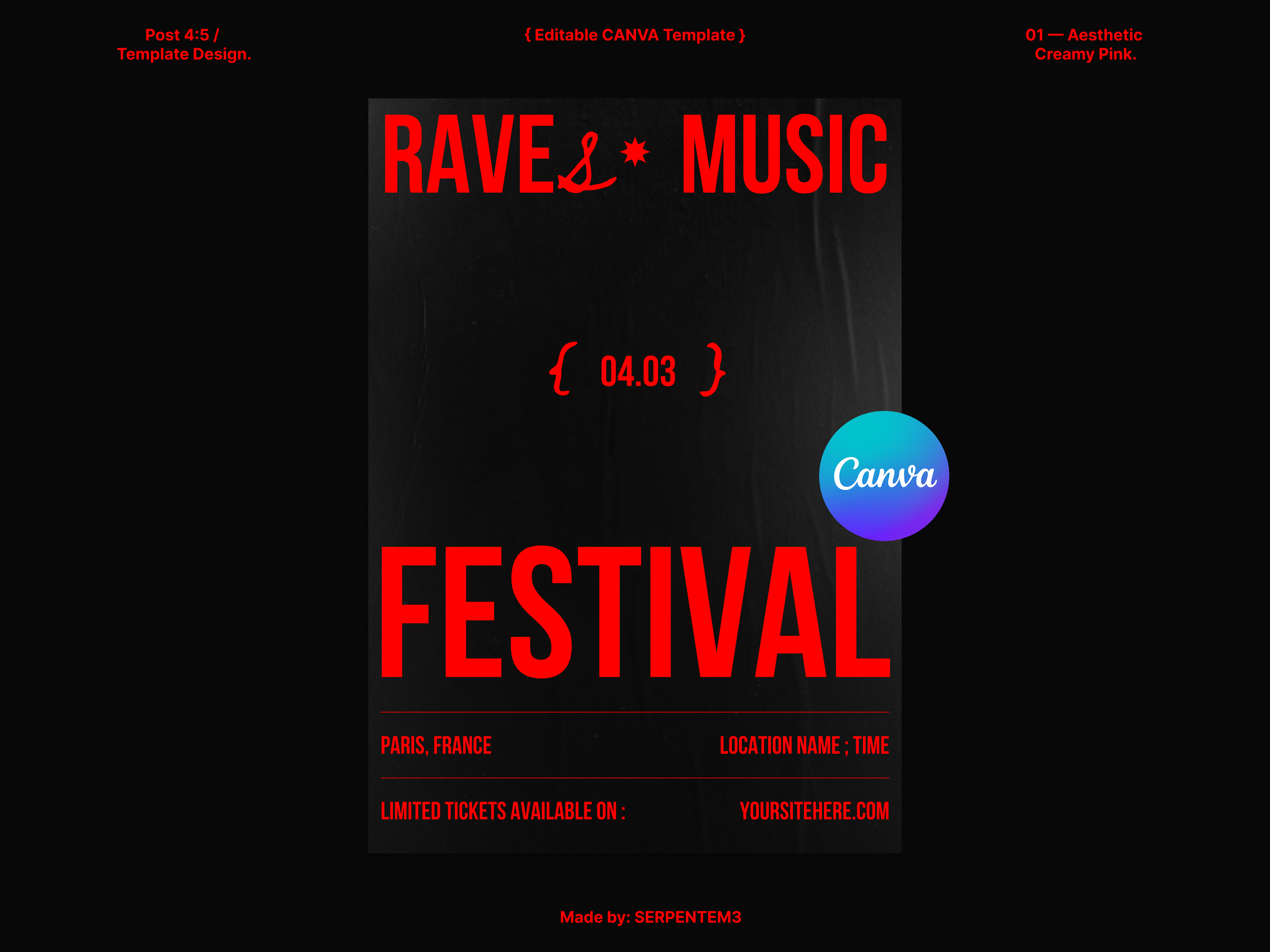 Example of Poster — Red Editable Canva Template