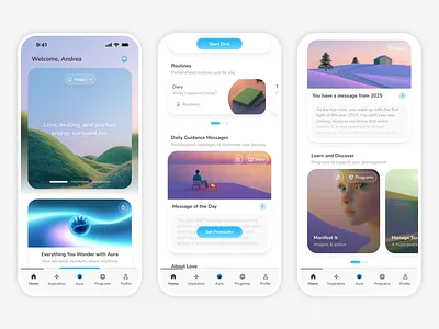 Mindfulness App Home Screen UI Design ai app card carousel design figma home screen mindfulness mobile product design ui design ux design
