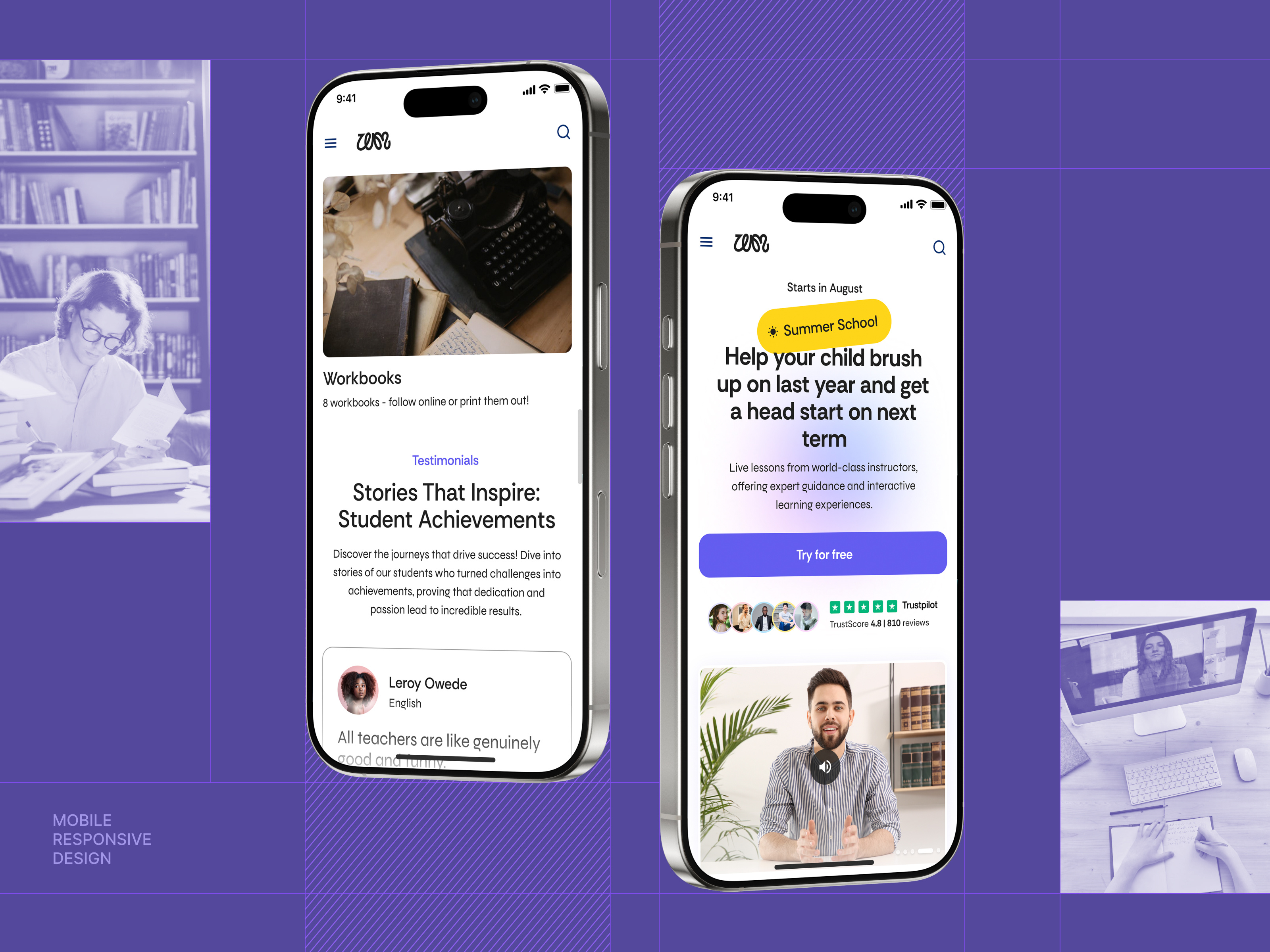 E-Learning Website—Mobile Responsive branding clean design distance learning e learning e learning platform learning minimal mobile online learning responsive responsive design student study teacher ui ux design
