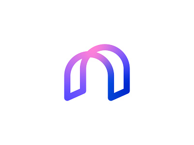 Abstract Letter N Logo abstract logo brand identity branding concept flat gradient graphic design holographic letter n logo logo design metaverse minimal monogram negative space purple startup tech technology web3