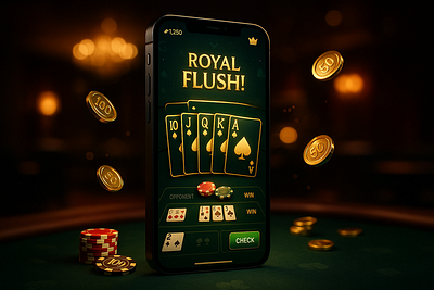 Royal Flush - UI screens of multiple devices. appdeveloper casino casinogames graphic design ui