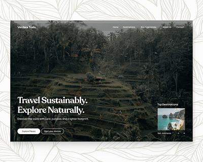 Travel Website Hero section branding clean website concept design figma green website hero section layout design minimal website nature website simple website travel website typography ui user interfaec ux web design webflow