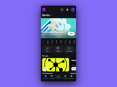 Discover. Create. Collect — A New Way to Explore Events 3d animation darkmode discovery mobile motion graphics motiondesign realworldux ui uikit ux