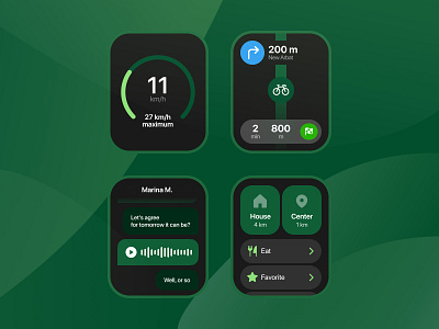Apple watch app design app bike cycle cycling design green map navigator phone track ui ux watches