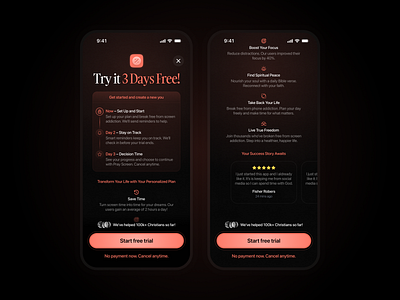 Bible Focus App - Free Trial Screen UI Design app bible design figma focus free trial graphic design mobile paywall product design ui ui design ux design