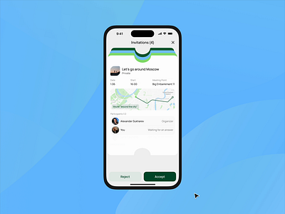 Invitations animation app design animation app apple design graphic design invitation ios iphone map phone route ui ux