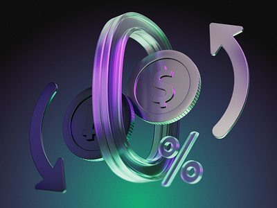 Zero Fee's Swap Free 3D Concept 3d branding cinema 4d crypto currency finance forex graphic design halal swap free trading ui zero fee