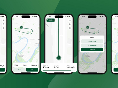 Mobile Navigation App app bike cycle cycling design green ios iphone map mobile phone route ui ux
