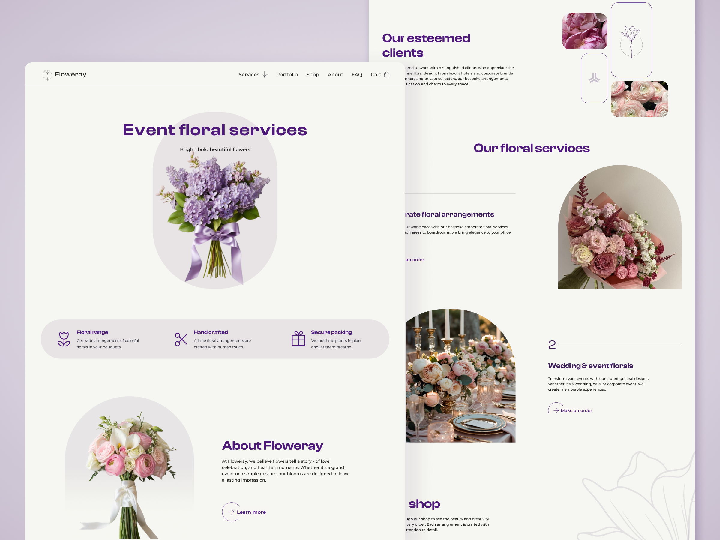 Floral service website branding design desktop florist website flowers logo research services socials typography ui use cases ux uxui website