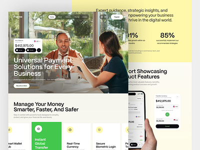 Payment Solution Website UI awe finance landing page finance web finance website finance website ui fintech fintech solution payment solution uiux universal payment universal payment solution web web design website