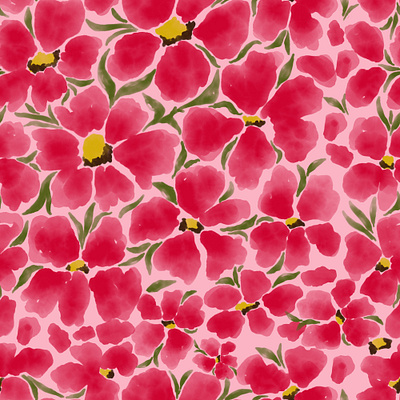 Watercolor Delicate Flowers on Pink. Seamless pattern fabrci fashion flower packaging pattern red seamless textile watercolor